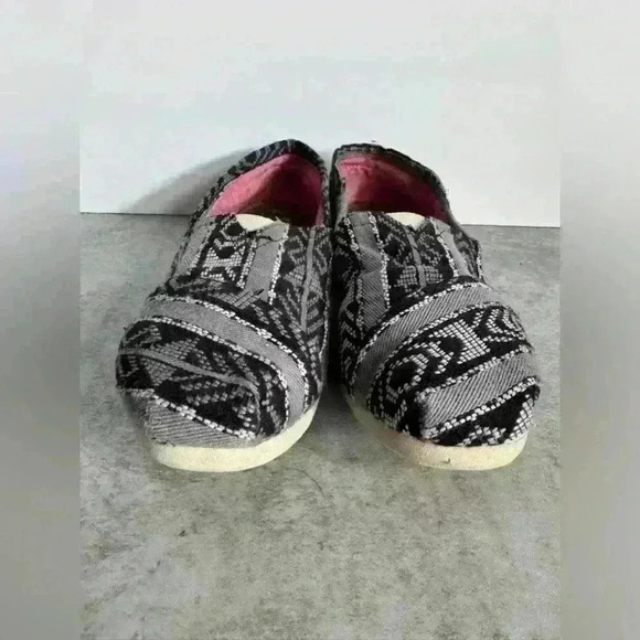 Toms Alpargata Canvas Shoes Womens Size W8 Black Gray Aztec Casual Slip On​ - Picture 5 of 9